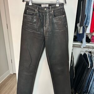 Reformation Black Coated Straight Jeans